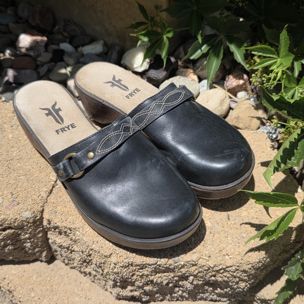 Frye Black Leather Slip-On Shoes